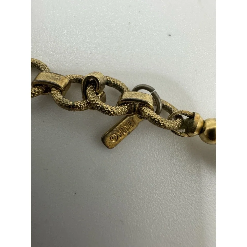 Vintage Monet White And Gold tone Beaded Necklace‎ - 18